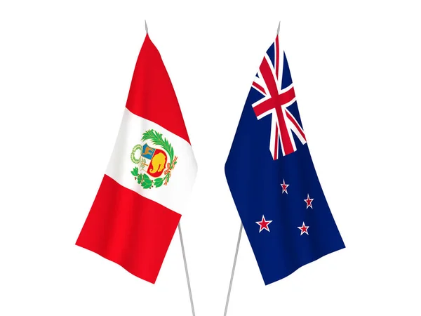 Σημαίες Περού και Νέας Ζηλανδίας — Φωτογραφία Αρχείου