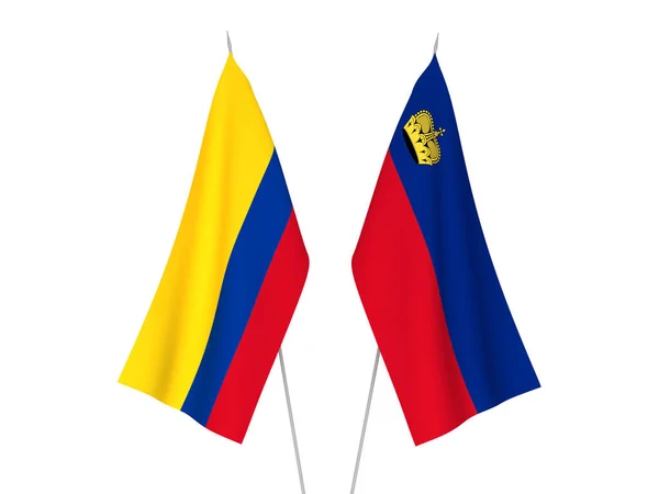 Kolumbie a Lichtenštejnsko vlajky — Stock fotografie