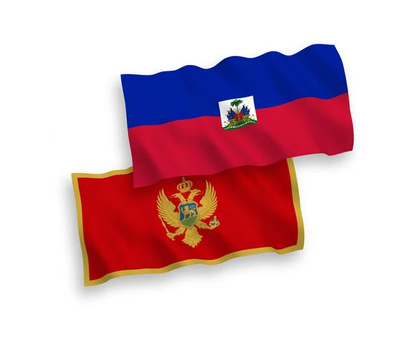 National Vector Fabric Wave Flags Montenegro Republic Haiti Isolated White — Archivo Imágenes Vectoriales