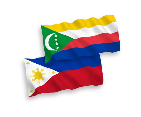 Banderas Nacionales Ondas Vectoriales Union Comoros Filipinas Aisladas Sobre Fondo — Vector de stock