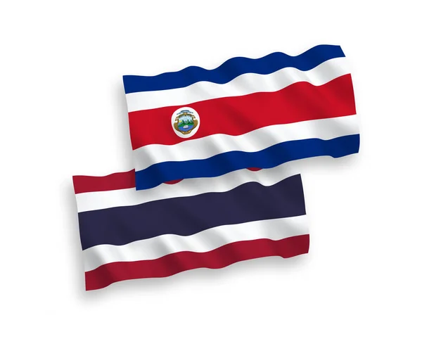 Banderas Nacionales Ondas Tejido Vectorial República Costa Rica Tailandia Aisladas — Vector de stock