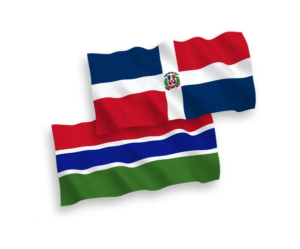 ドミニカ共和国とガンビア共和国の国旗が白地に隔離されている — ストックベクタ