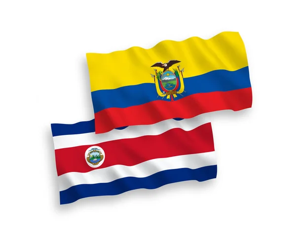 Drapeaux Nationaux Vectoriels Des Vagues Tissu République Costa Rica Équateur — Image vectorielle