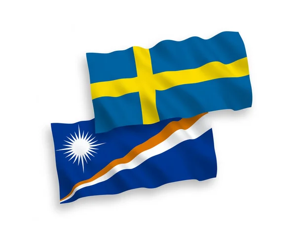 National Vector Fabric Wave Flags Sweden Republic Marshall Islands Isolated — стоковый вектор