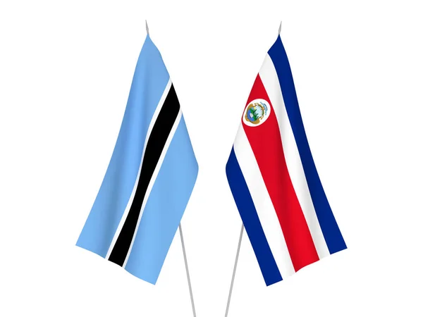 National Fabric Flags Botswana Republic Costa Rica Isolated White Background — Φωτογραφία Αρχείου