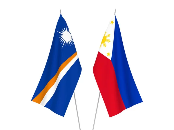 Banderas Nacionales Tela Filipinas República Las Islas Marshall Aisladas Sobre — Foto de Stock