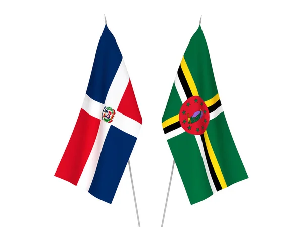 多米尼加共和国和多米尼克的国旗以白色背景隔离 3D渲染说明 — 图库照片