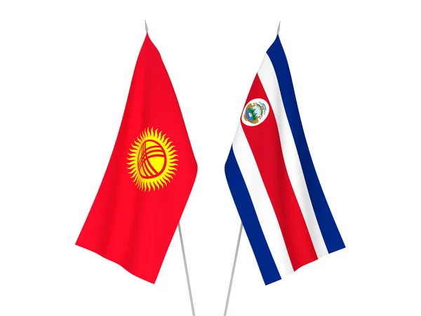 National Fabric Flags Kyrgyzstan Republic Costa Rica Isolated White Background — Φωτογραφία Αρχείου