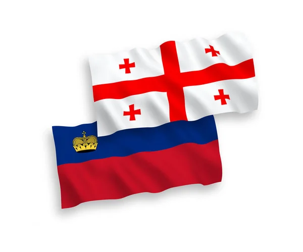 Národní Vektorové Textilie Vlnové Vlajky Lichtenštejnska Gruzie Izolované Bílém Pozadí — Stockový vektor