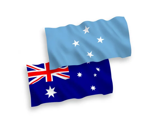 Narodowe Flagi Wektorowe Fal Tkanin Australii Sfederowanych Stanów Mikronezji Izolowane — Wektor stockowy