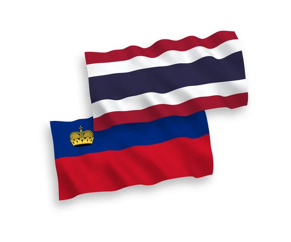 Εθνικό Διάνυσμα Υφασμάτινες Σημαίες Του Λιχτενστάιν Και Της Ταϊλάνδης Απομονώνονται — Διανυσματικό Αρχείο
