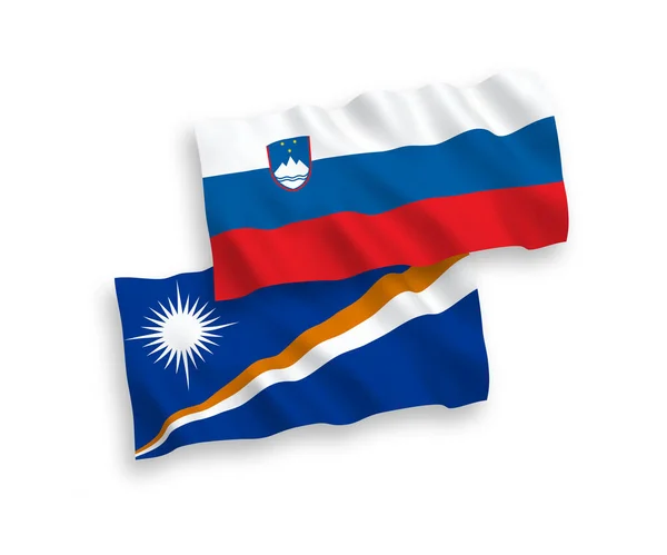 Flagi Narodowej Fali Wektorowej Słowenii Republiki Wysp Marshalla Odizolowane Białym — Wektor stockowy