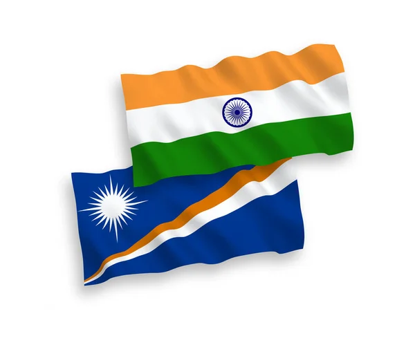 National Vector Fabric Wave Flags India Republic Marshall Islands Isolated — Stok Vektör