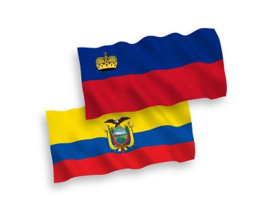 Beyaz arka planda, Liechtenstein ve Ekvador 'un ulusal taşıyıcı kumaş bayrakları izole edildi. 1 'e 2 oranında.