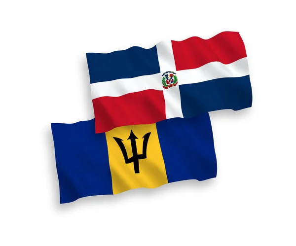 Banderas Nacionales Ondas Vectoriales República Dominicana Barbados Aisladas Sobre Fondo — Archivo Imágenes Vectoriales