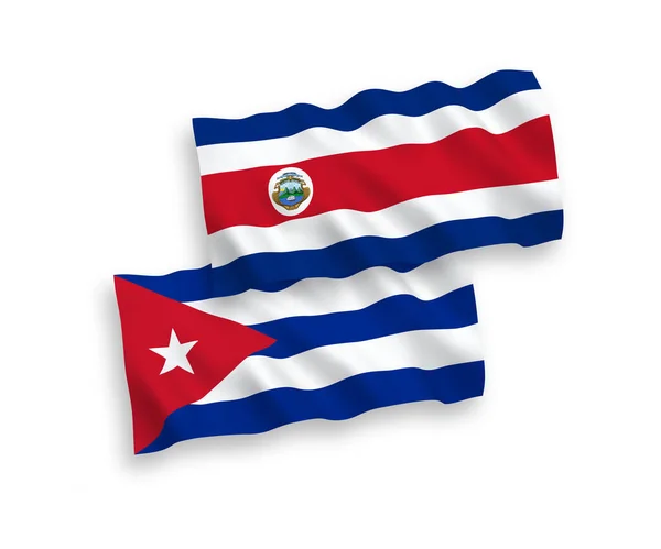 Drapeaux Nationaux Vectoriels Des Vagues Tissu République Costa Rica Cuba — Image vectorielle