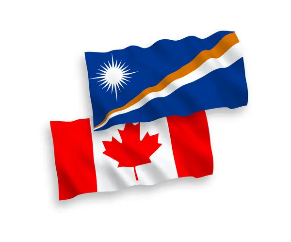 加拿大和马绍尔群岛共和国的国家病媒织物波条旗在白色背景下隔离 1比2的比例 — 图库矢量图片