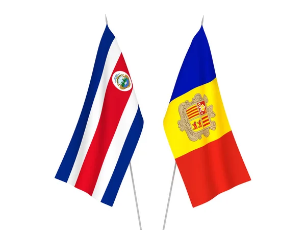 Nationalfahnen Von Andorra Und Der Republik Costa Rica Isoliert Auf — Stockfoto