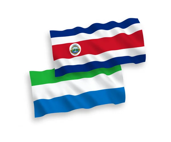 하얀 바탕에는 코스타리카 공화국의 깃발 과 시에라리온의 깃발 — 스톡 벡터