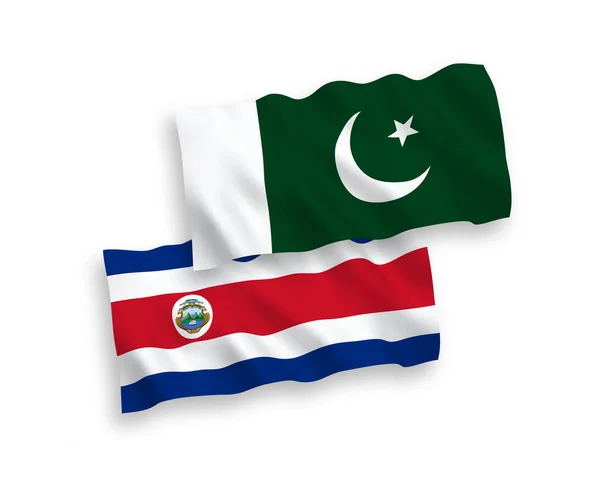 Flags of Republic of Costa Rica and Pakistan on a white background — Stock Vector