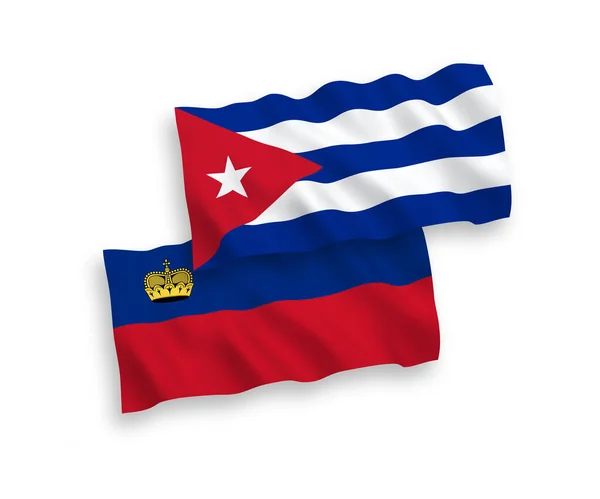 Banderas de Liechtenstein y Cuba sobre fondo blanco — Archivo Imágenes Vectoriales