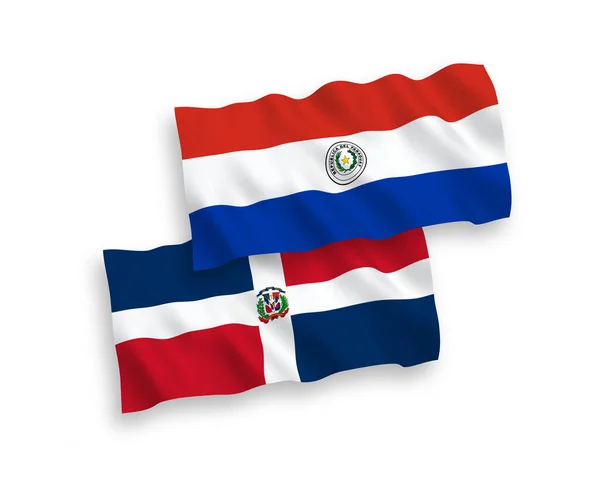 Národní Vektorové Tkaniny Vlnové Vlajky Dominikánské Republiky Paraguaye Izolované Bílém — Stockový vektor