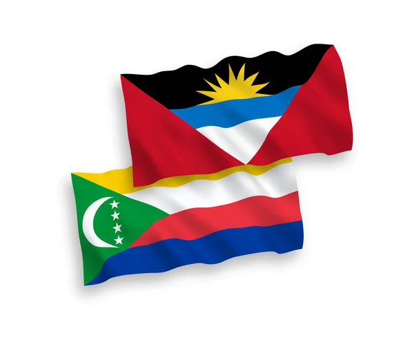 Banderas Nacionales Ondas Vectoriales Union Comoros Antigua Barbuda Aisladas Sobre — Vector de stock