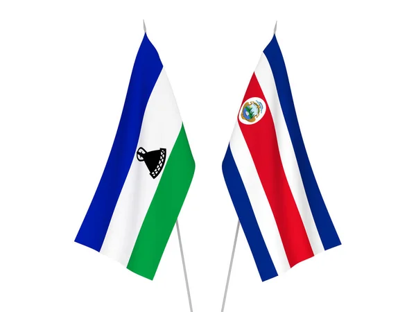Nationalfahnen Von Lesotho Und Der Republik Costa Rica Isoliert Auf — Stockfoto