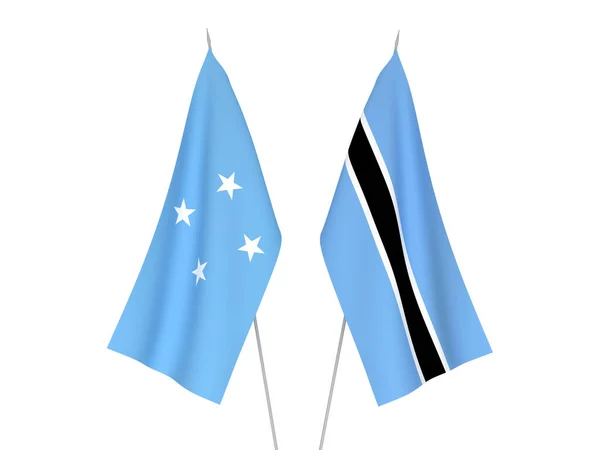 Banderas Nacionales Tejido Botswana Estados Federados Micronesia Aisladas Sobre Fondo —  Fotos de Stock