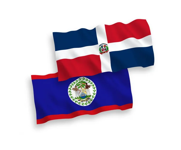 Banderas Nacionales Ondas Vectoriales República Dominicana Belice Aisladas Sobre Fondo — Archivo Imágenes Vectoriales