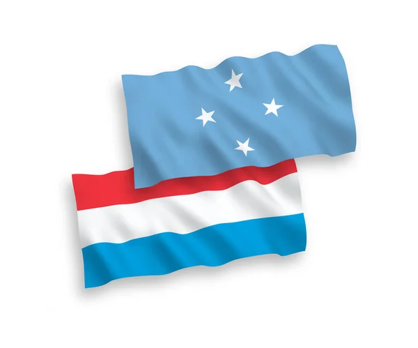 Bandeiras Onda Tecido Vetorial Nacional Dos Estados Federados Micronésia Luxemburgo — Vetor de Stock