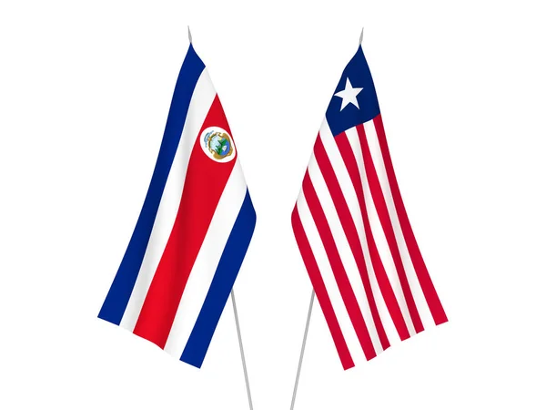 哥斯达黎加共和国和利比里亚的国旗以白色背景隔开 3D渲染说明 — 图库照片