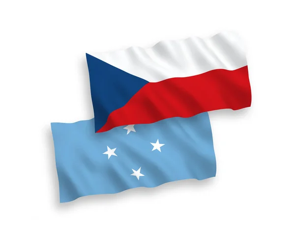 National Vector Fabric Wave Flags Czech Republic Federated States Micronesia — Stockvector