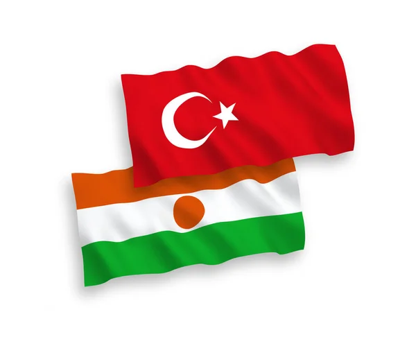 Nationale Vektor Stofffahnen Der Türkei Und Der Republik Niger Isoliert — Stockvektor