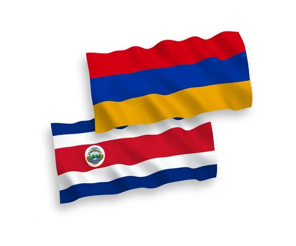 코스타리카 공화국 아르메니아 공화국의 국기는 바탕에 게양되었다 — 스톡 벡터