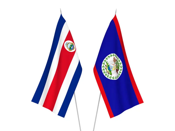 Banderas Nacionales Tela República Costa Rica Belice Aisladas Sobre Fondo —  Fotos de Stock
