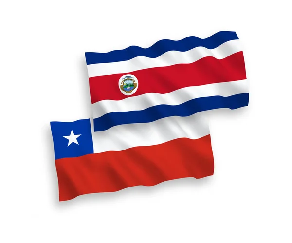 National Vector Fabric Wave Flags Republic Costa Rica Chile Isolated — ストックベクタ