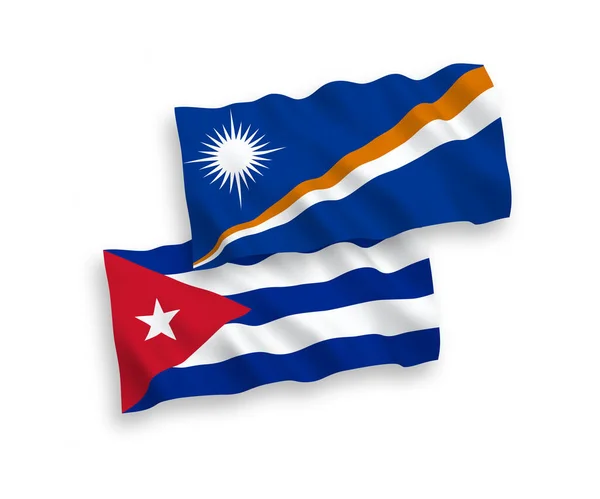 National Vector Fabric Wave Flags Republic Marshall Islands Cuba Isolated — 스톡 벡터