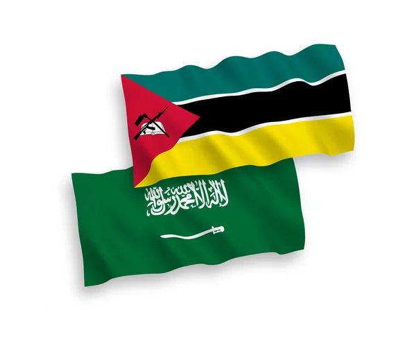 Флаги Саудовской Аравии Республики Мозамбик Белом Фоне Соотношение — стоковый вектор