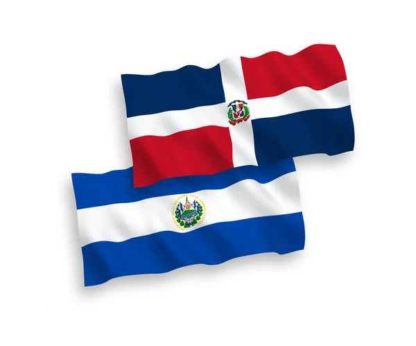 ドミニカ共和国とエルサルバドル共和国の国旗が白地に隔離されている — ストックベクタ