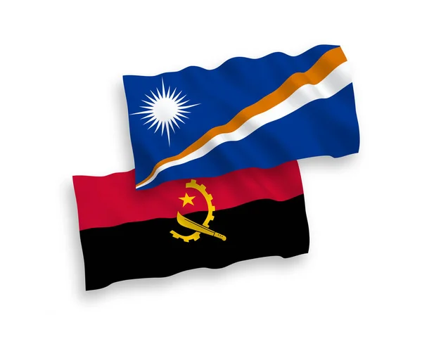 Nemzeti Vektor Szövet Hullám Zászlók Köztársaság Marshall Szigetek Angola Elszigetelt — Stock Vector