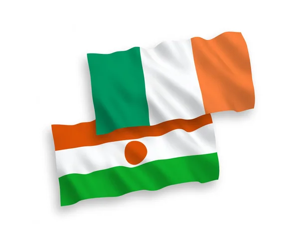 National Vector Fabric Wave Flags Ireland Republic Niger Isolated White — Stock Vector