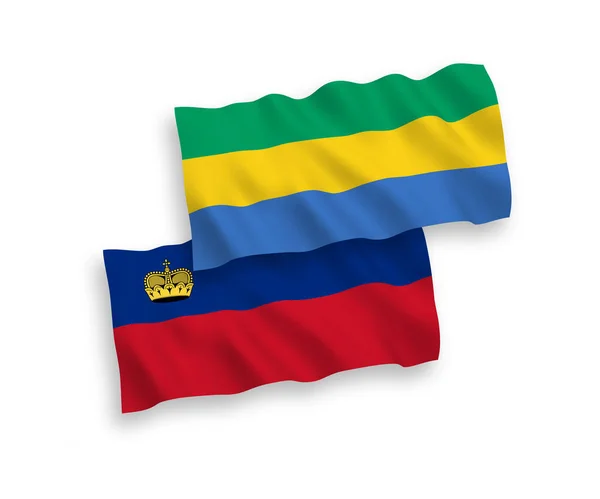 National Vector Fabric Wave Flags Liechtenstein Gabon Isolated White Background — Stock Vector