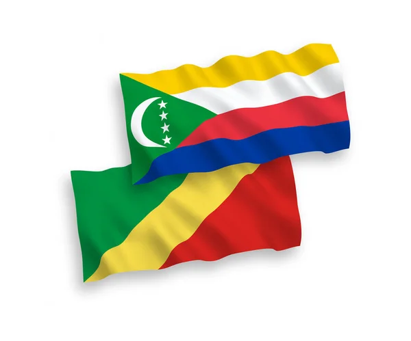 Banderas Nacionales Ondas Vectoriales Unión Las Comoras República Del Congo — Vector de stock