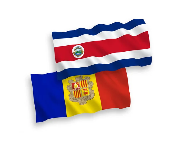Národní Vektorové Textilie Vlnové Vlajky Republiky Kostarika Andorra Izolované Bílém — Stockový vektor