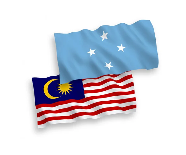 Bendera Gelombang Vektor Nasional Dari Negara Federasi Mikronesia Dan Malaysia - Stok Vektor