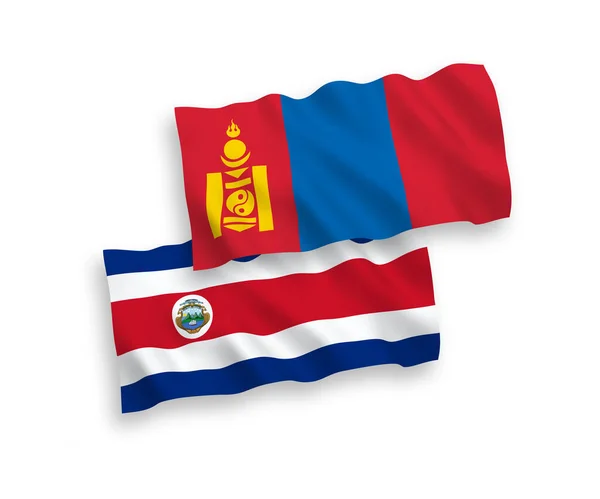 Bandeiras Tecido Vetorial Nacional República Costa Rica Mongólia Isoladas Fundo —  Vetores de Stock