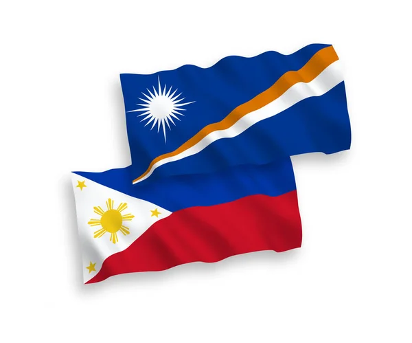 Banderas Nacionales Ondas Vectoriales República Las Islas Marshall Filipinas Aisladas — Vector de stock