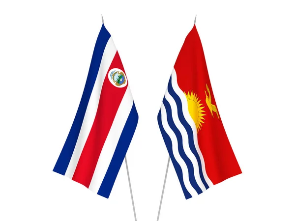 Nationalfahnen Der Republik Costa Rica Und Republik Kiribati Isoliert Auf — Stockfoto