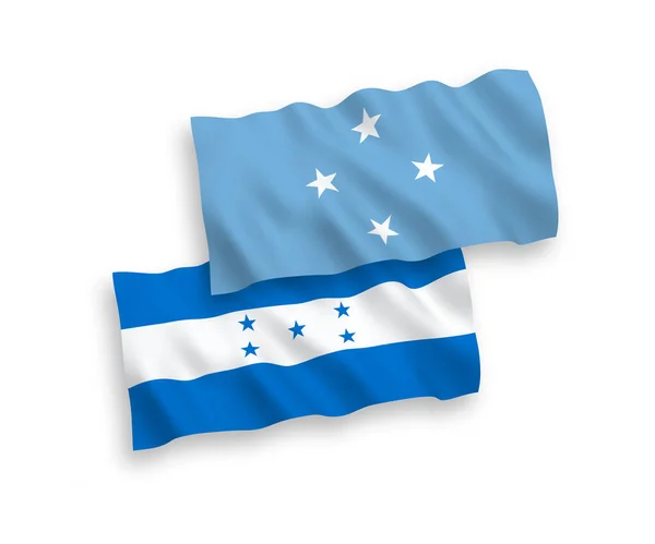 Banderas Nacionales Ondas Vectoriales Los Estados Federados Micronesia Honduras Aisladas — Vector de stock